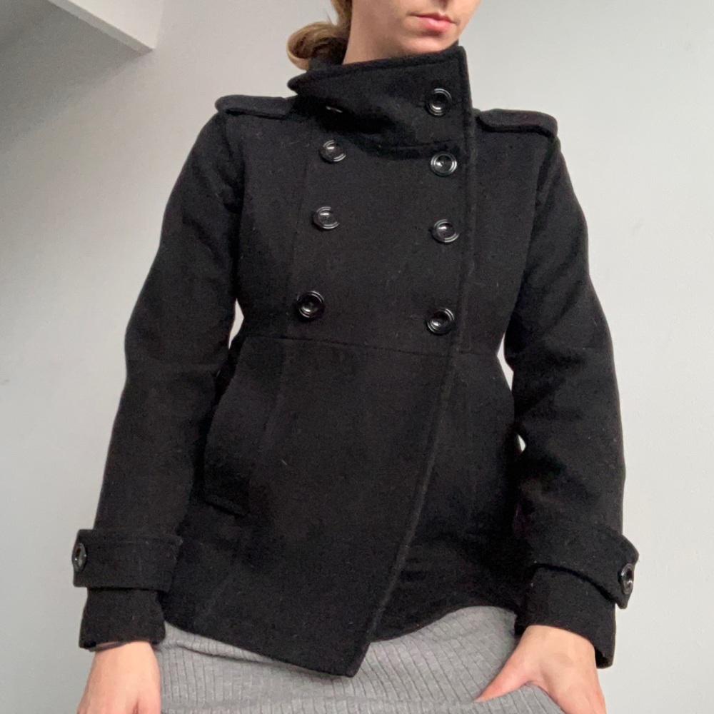 Stylish Black Pea-Coat